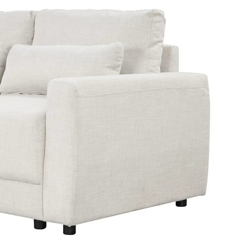 92,9W L-förmiges Modulsofa mit Kissen und 3 Dekokissen