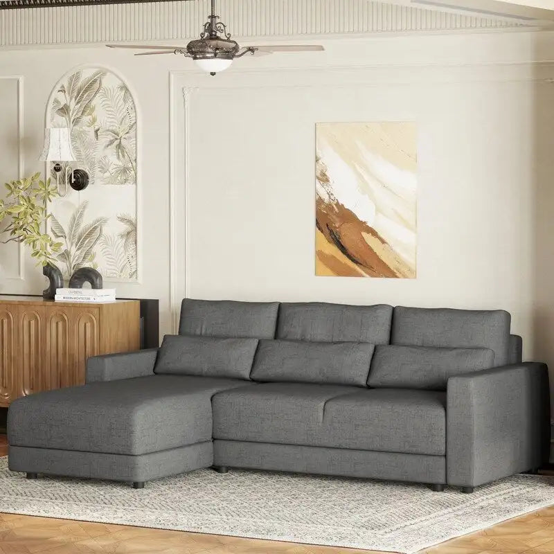 92,9W L-förmiges Modulsofa mit Kissen und 3 Dekokissen
