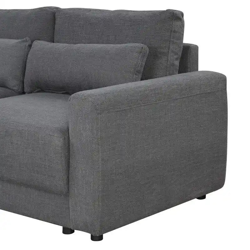 92,9W L-förmiges Modulsofa mit Kissen und 3 Dekokissen