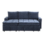 Blaues L-förmiges Schlafsofa mit Stauraum, weicher Chenille-Stoff