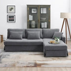 Modernes L-förmiges Cord-Sofa mit umkehrbarer Recamiere von Harper&Bright Designs