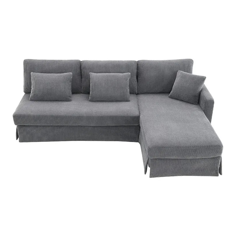 Modernes L-förmiges Cord-Sofa mit umkehrbarer Recamiere von Harper&Bright Designs