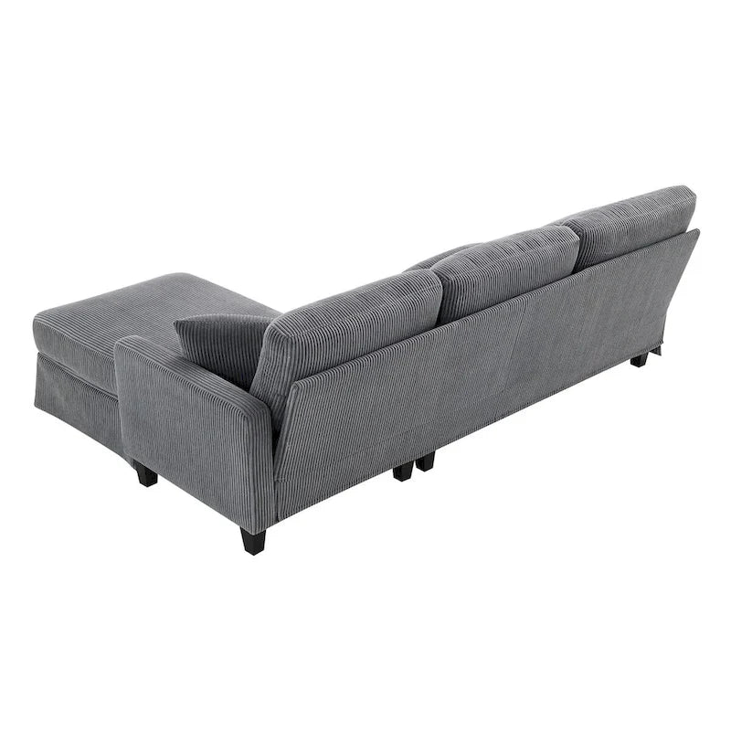 Modernes L-förmiges Cord-Sofa mit umkehrbarer Recamiere von Harper&Bright Designs