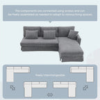 Modernes L-förmiges Cord-Sofa mit umkehrbarer Recamiere von Harper&Bright Designs