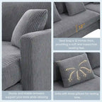 Modernes L-förmiges Cord-Sofa mit umkehrbarer Recamiere von Harper&Bright Designs