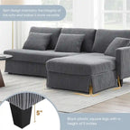Modernes L-förmiges Cord-Sofa mit umkehrbarer Recamiere von Harper&Bright Designs
