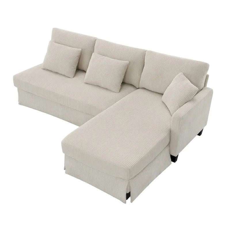 Modernes L-förmiges Cord-Sofa mit umkehrbarer Recamiere von Harper&Bright Designs