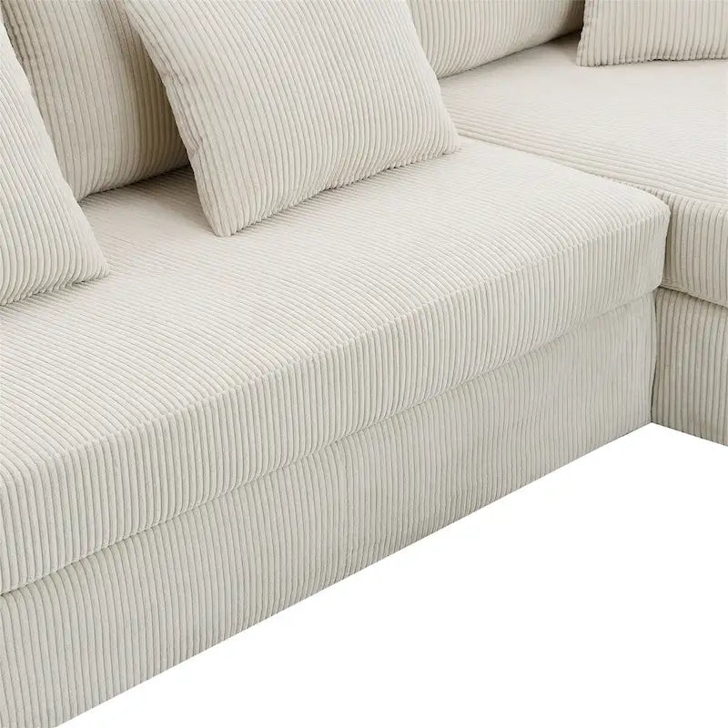 Modernes L-förmiges Cord-Sofa mit umkehrbarer Recamiere von Harper&Bright Designs