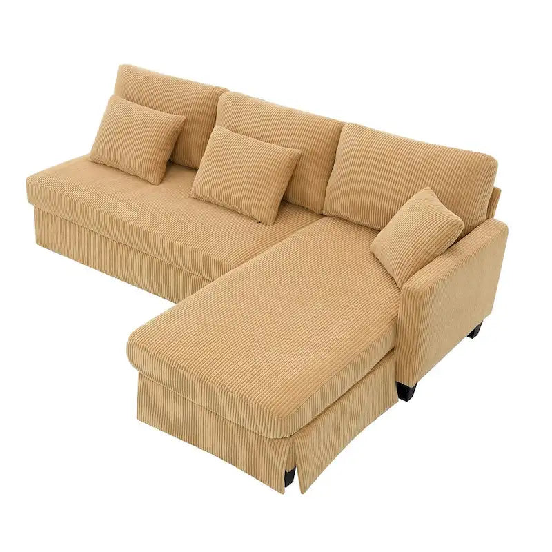 Modernes L-förmiges Cord-Sofa mit umkehrbarer Recamiere von Harper&Bright Designs