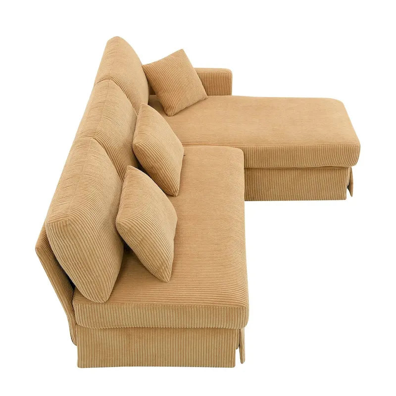 Modernes L-förmiges Cord-Sofa mit umkehrbarer Recamiere von Harper&Bright Designs