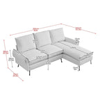 Modernes L-förmiges Sofa aus Kunstleder mit umkehrbarer Recamiere