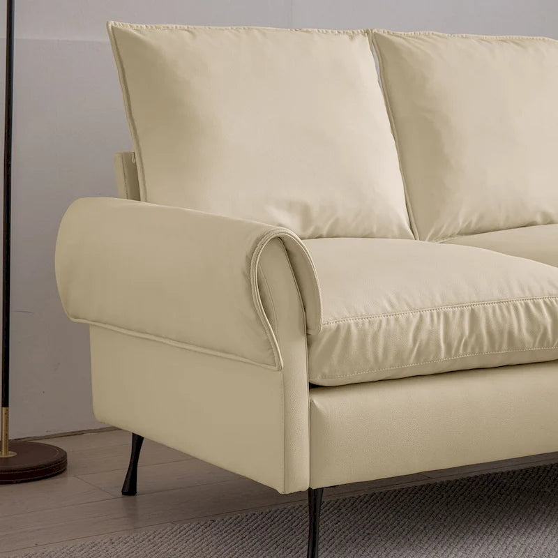 Modernes L-förmiges Sofa aus Kunstleder mit umkehrbarer Recamiere