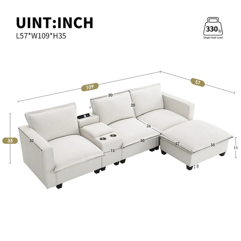 Harper&Bright Designs Modernes multifunktionales Sektionssofa Wolke