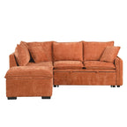Schlafsofa-Sektionalschlafsofa, L-förmig, mit Ottomane, zwei Kissen, Steckdosen und USB-Anschluss, Orange