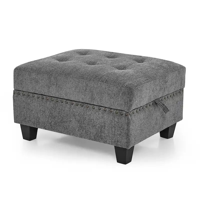 Graues Chenille L-förmiges modulares Ecksofa mit drei einzelnen Sesseln und drei Ecken – 116 B x 89,5 T x 36,5 H