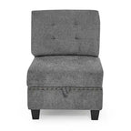 Graues Chenille L-förmiges modulares Ecksofa mit drei einzelnen Sesseln und drei Ecken – 116 B x 89,5 T x 36,5 H