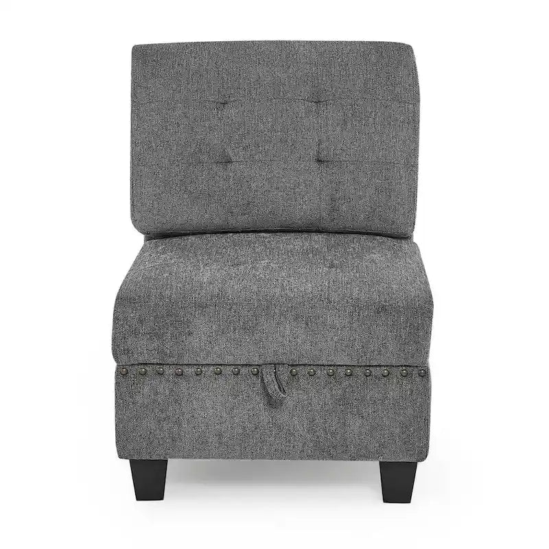Graues Chenille L-förmiges modulares Ecksofa mit drei einzelnen Sesseln und drei Ecken – 116 B x 89,5 T x 36,5 H