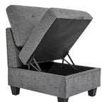 Graues Chenille L-förmiges modulares Ecksofa mit drei einzelnen Sesseln und drei Ecken – 116 B x 89,5 T x 36,5 H