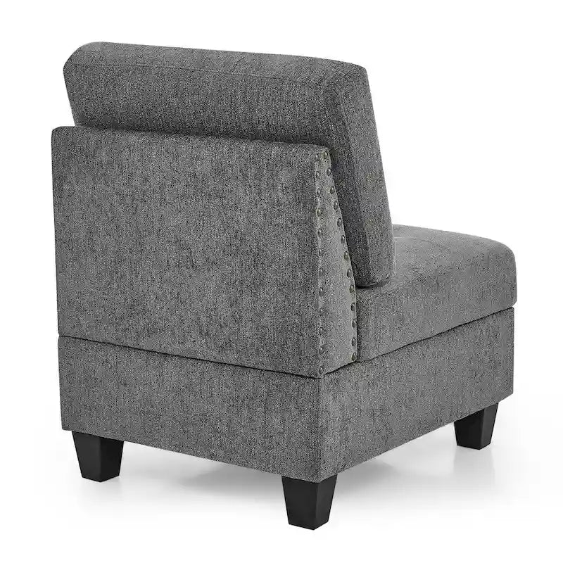 Graues Chenille L-förmiges modulares Ecksofa mit drei einzelnen Sesseln und drei Ecken – 116 B x 89,5 T x 36,5 H