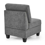 Graues Chenille L-förmiges modulares Ecksofa mit drei einzelnen Sesseln und drei Ecken – 116 B x 89,5 T x 36,5 H