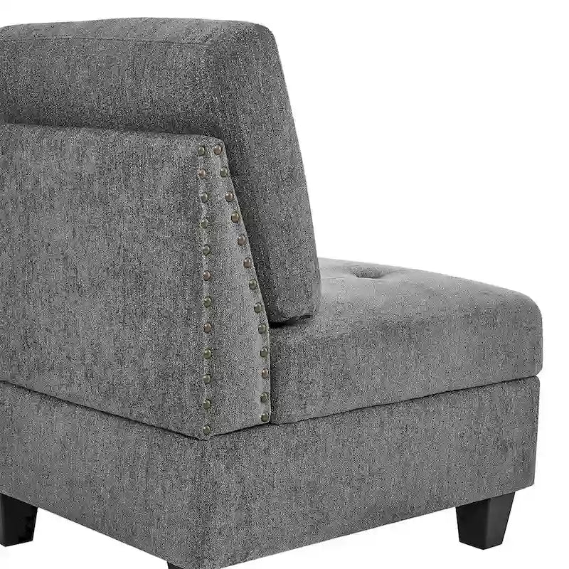 Graues Chenille L-förmiges modulares Ecksofa mit drei einzelnen Sesseln und drei Ecken – 116 B x 89,5 T x 36,5 H