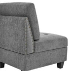 Graues Chenille L-förmiges modulares Ecksofa mit drei einzelnen Sesseln und drei Ecken – 116 B x 89,5 T x 36,5 H