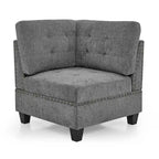 Graues Chenille L-förmiges modulares Ecksofa mit drei einzelnen Sesseln und drei Ecken – 116 B x 89,5 T x 36,5 H