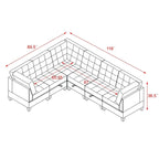 Graues Chenille L-förmiges modulares Ecksofa mit drei einzelnen Sesseln und drei Ecken – 116 B x 89,5 T x 36,5 H