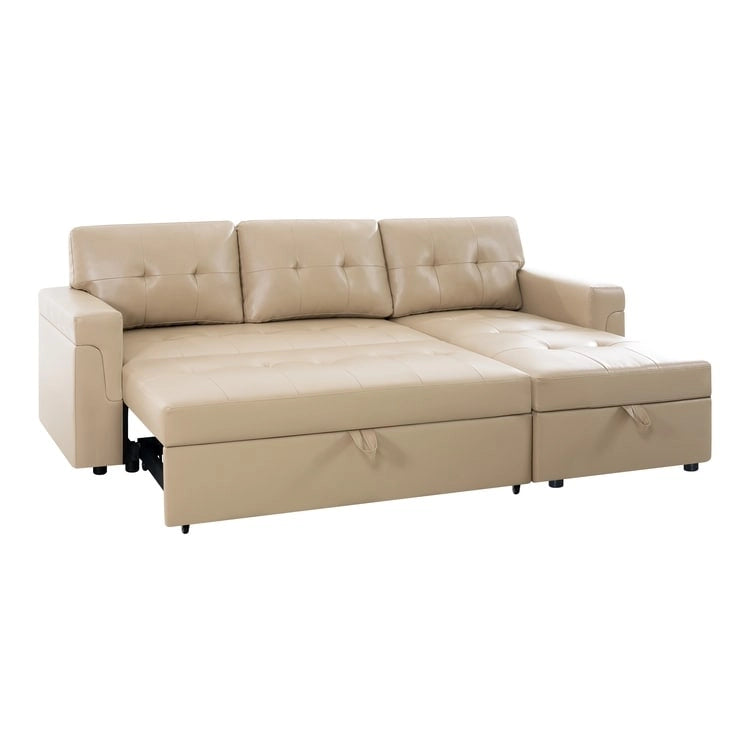 Perry Modernes, umbaubares Ecksofa mit Schlaffunktion und Stauraum-Recamiere, Ausziehbare Schlafsofa-Couch für das Wohnzimmer
