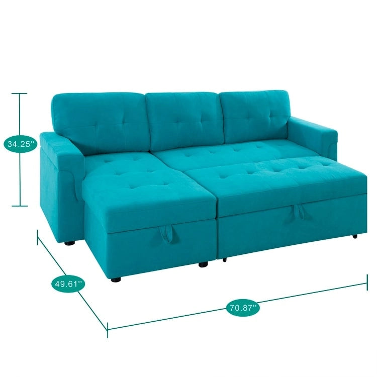 Perry Modernes, umbaubares Ecksofa mit Schlaffunktion und Stauraum-Recamiere, Ausziehbare Schlafsofa-Couch für das Wohnzimmer