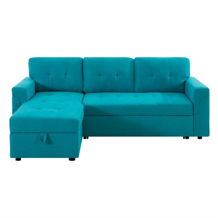 Perry Modernes, umbaubares Ecksofa mit Schlaffunktion und Stauraum-Recamiere, Ausziehbare Schlafsofa-Couch für das Wohnzimmer