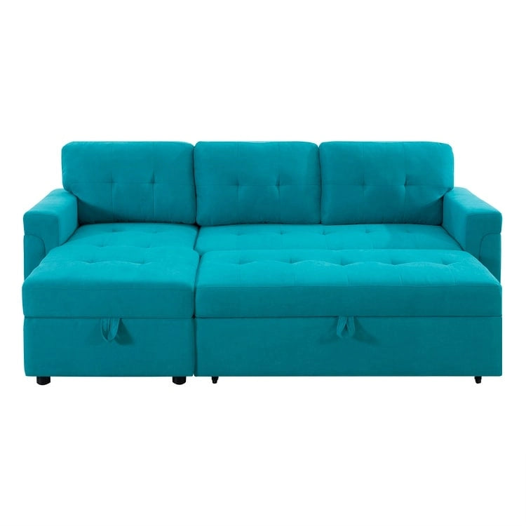 Perry Modernes, umbaubares Ecksofa mit Schlaffunktion und Stauraum-Recamiere, Ausziehbare Schlafsofa-Couch für das Wohnzimmer