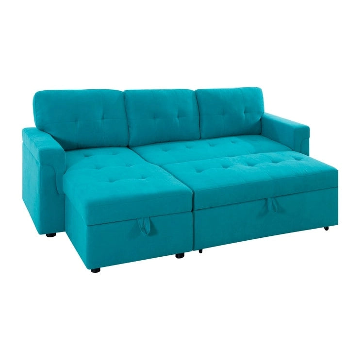 Perry Modernes, umbaubares Ecksofa mit Schlaffunktion und Stauraum-Recamiere, Ausziehbare Schlafsofa-Couch für das Wohnzimmer