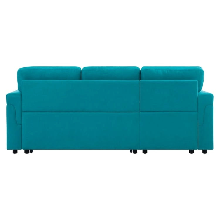 Perry Modernes, umbaubares Ecksofa mit Schlaffunktion und Stauraum-Recamiere, Ausziehbare Schlafsofa-Couch für das Wohnzimmer