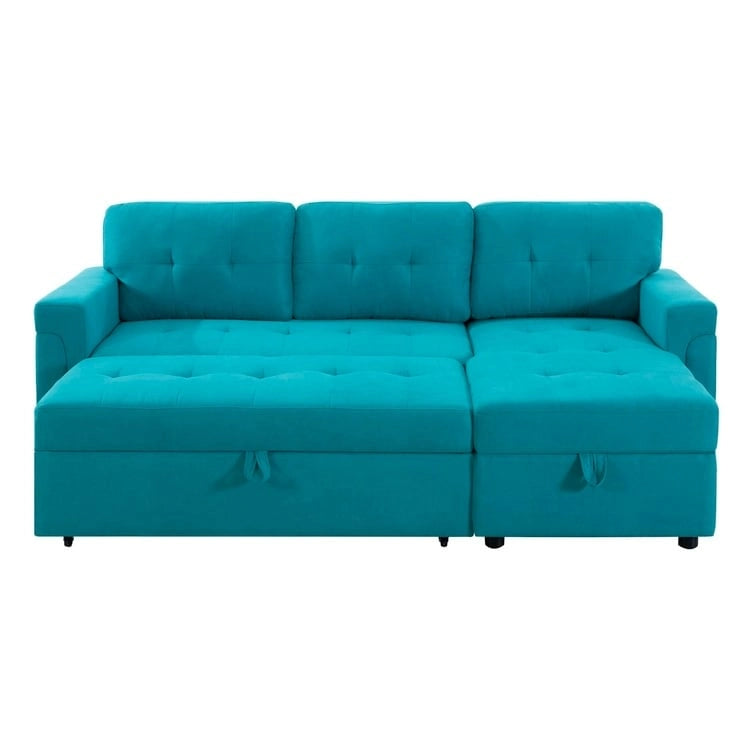 Perry Modernes, umbaubares Ecksofa mit Schlaffunktion und Stauraum-Recamiere, Ausziehbare Schlafsofa-Couch für das Wohnzimmer