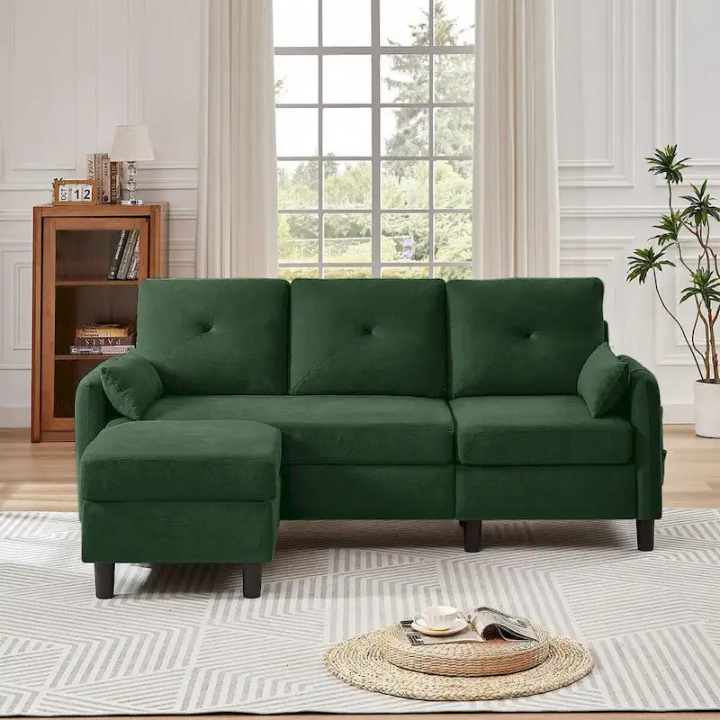 77.36 L-förmiges Sektionalsofa mit seitlicher Aufbewahrungstasche und umkehrbarem Ottoman