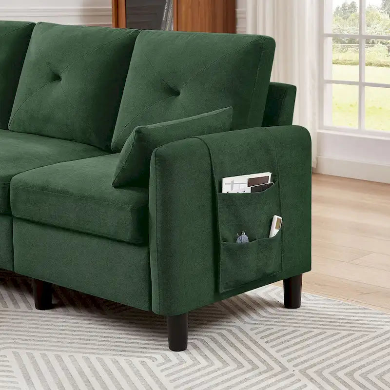 77.36 L-förmiges Sektionalsofa mit seitlicher Aufbewahrungstasche und umkehrbarem Ottoman