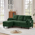 77.36 L-förmiges Sektionalsofa mit seitlicher Aufbewahrungstasche und umkehrbarem Ottoman