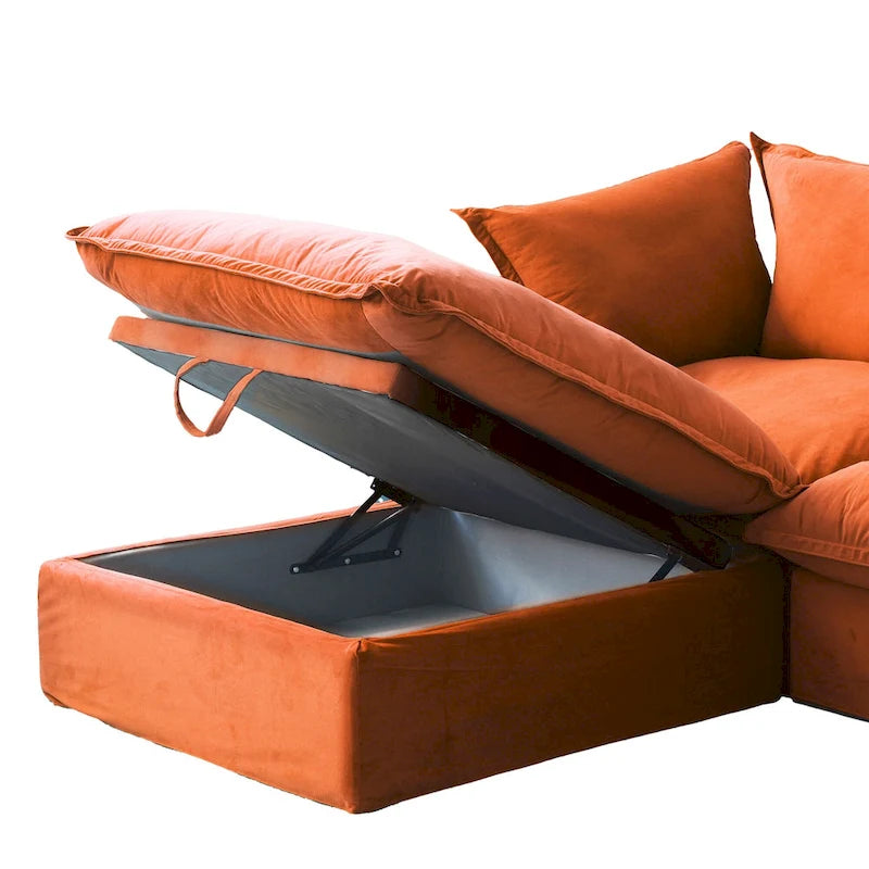 U-förmiges Sektionalsofa für das Wohnzimmer, wandelbares Sektionssofa aus Samt mit Ottomanen