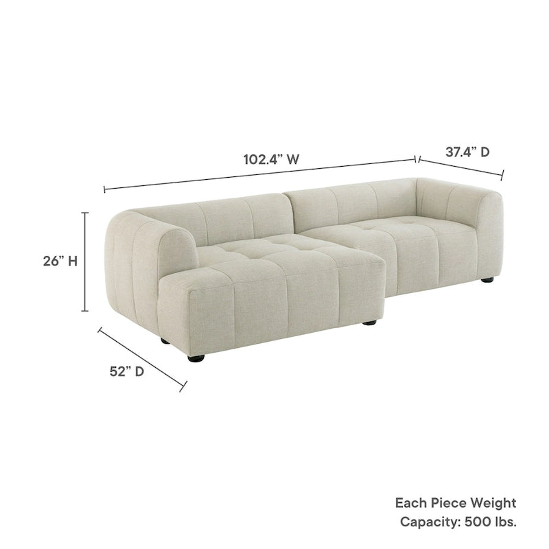 Liana Modulares Polstersofa mit Récamiere, linke Ausrichtung