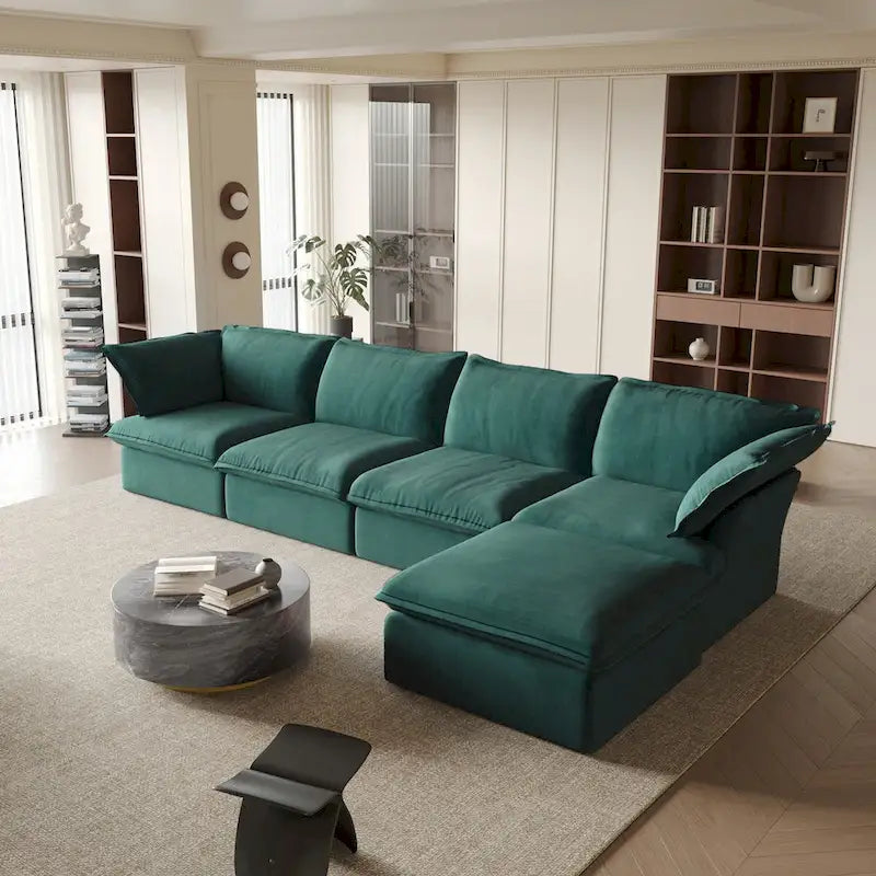 Modulares Schnittsofa, 162.98 Samt L-förmiges Sofa mit Ottomane