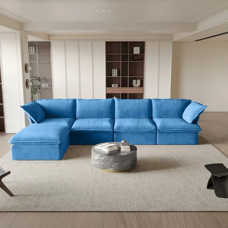 Modulares Schnittsofa, 162.98 Samt L-förmiges Sofa mit Ottomane