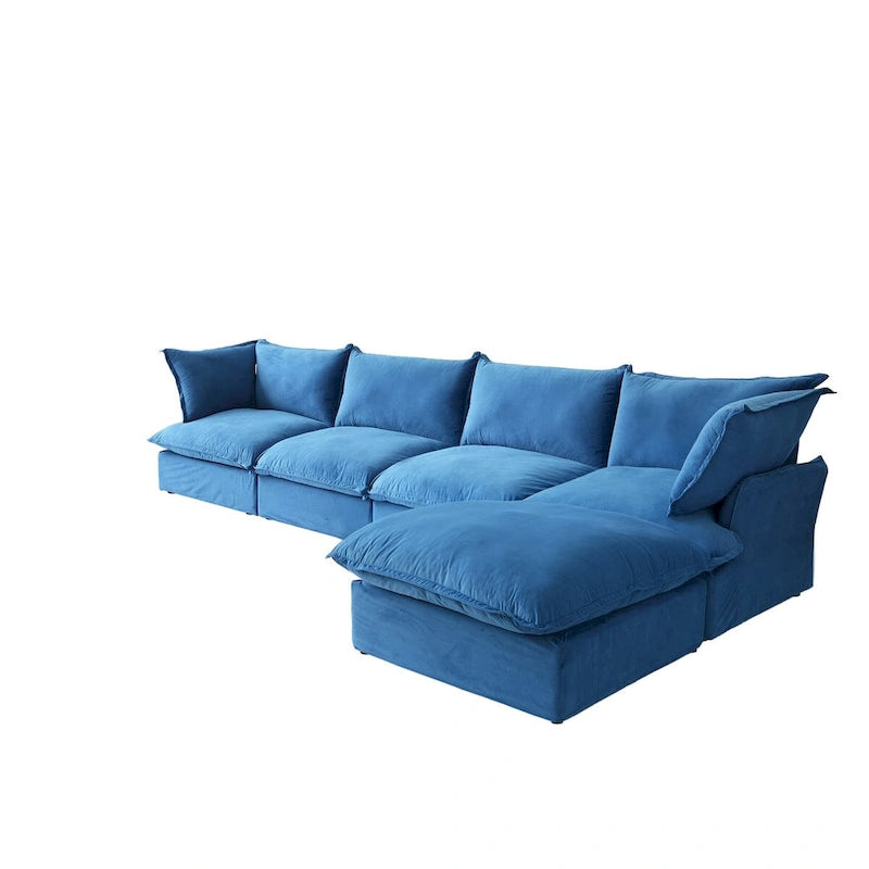 Modulares Schnittsofa, 162.98 Samt L-förmiges Sofa mit Ottomane