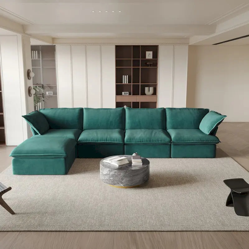 Modulares Schnittsofa, 162.98 Samt L-förmiges Sofa mit Ottomane