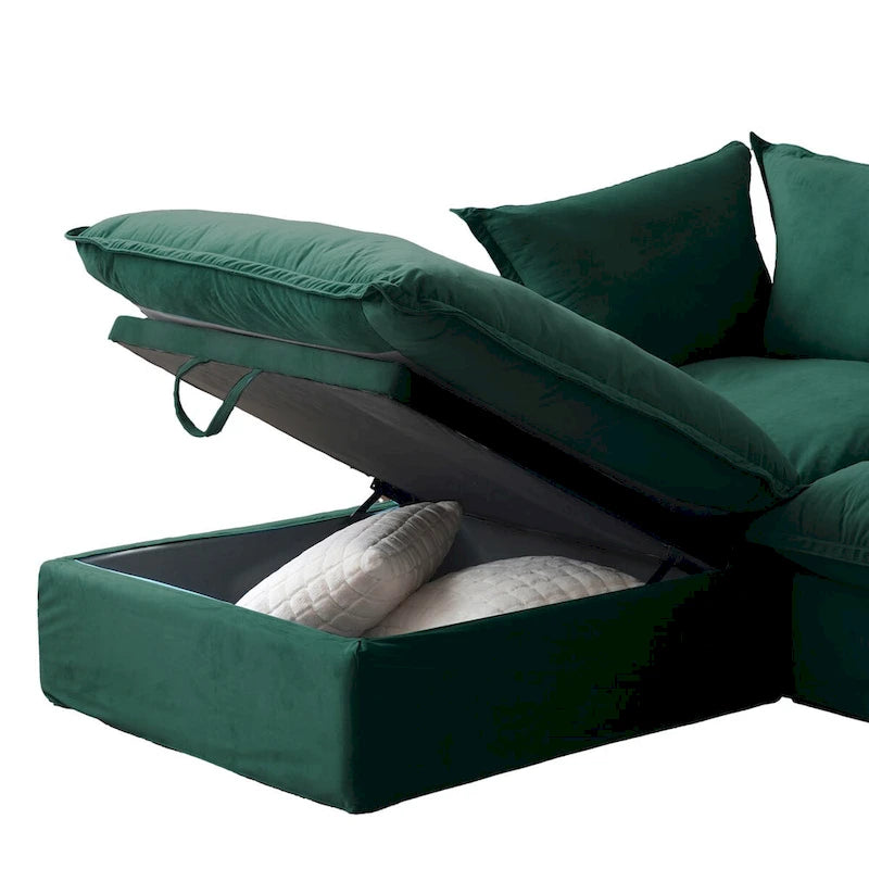 Modulares Schnittsofa, 162.98 Samt L-förmiges Sofa mit Ottomane
