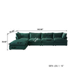 Modulares Schnittsofa, 162.98 Samt L-förmiges Sofa mit Ottomane