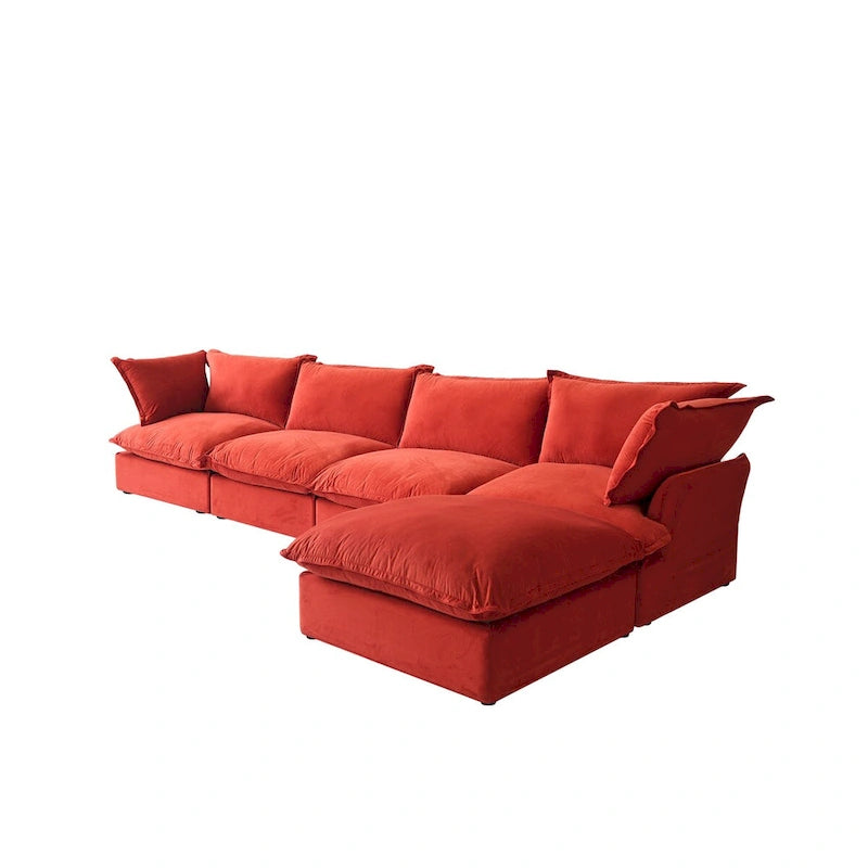 Modulares Schnittsofa, 162.98 Samt L-förmiges Sofa mit Ottomane