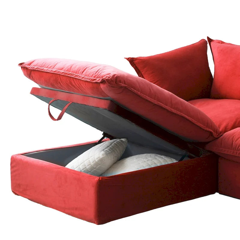 Modulares Schnittsofa, 162.98 Samt L-förmiges Sofa mit Ottomane