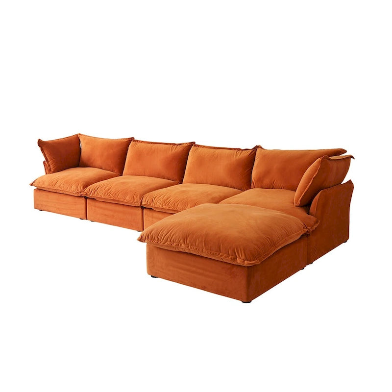 Modulares Schnittsofa, 162.98 Samt L-förmiges Sofa mit Ottomane
