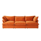 3-Sitzer Samtsofa Cloud Sectional, Daunenfeder breite tiefe Sitzfläche modulares Sofa